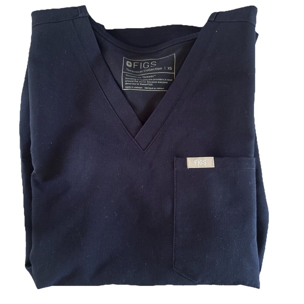 FIGS Scrub Top Women’s Size XS Shirt Technical Collection V Neck Blue